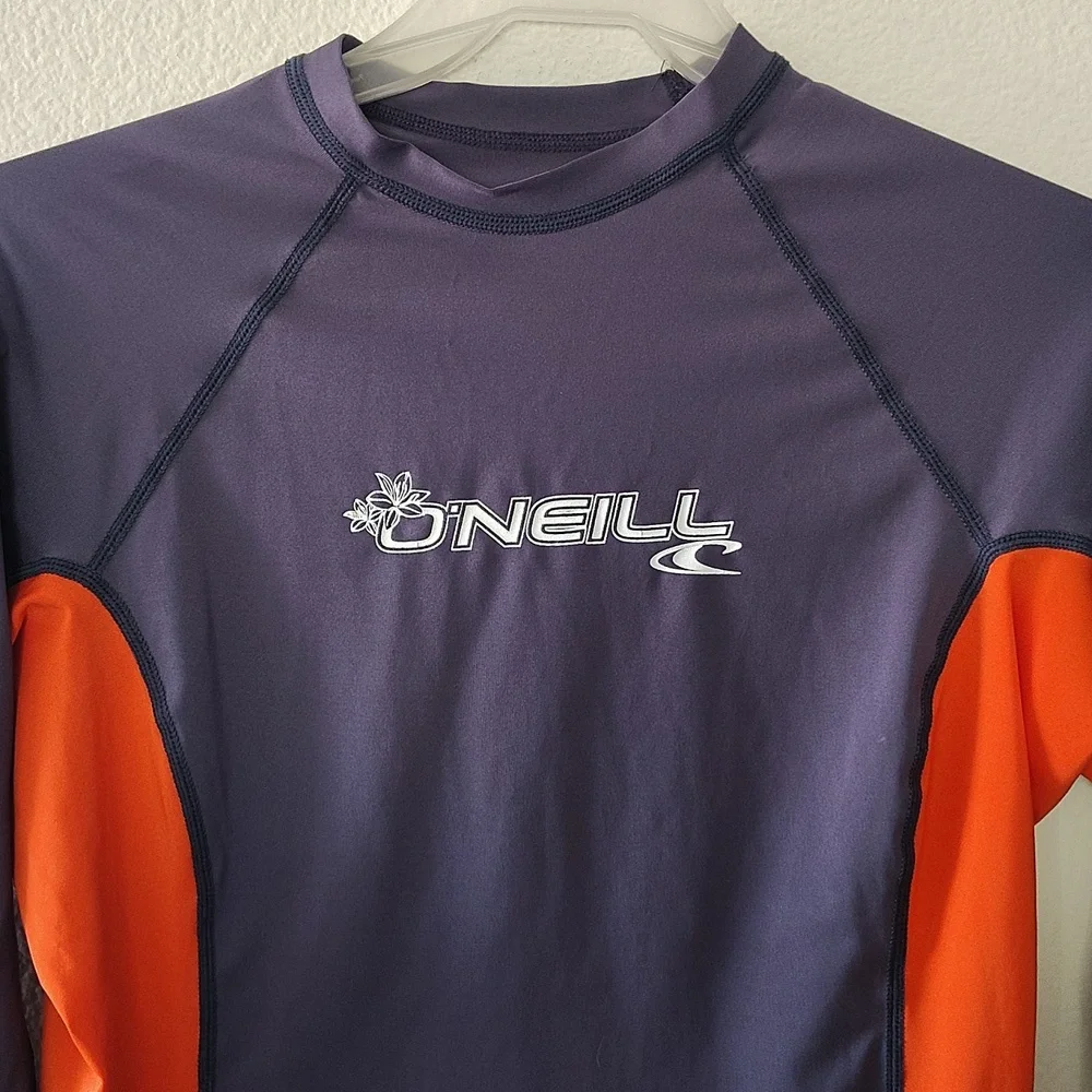 O'Neill Youth Rash Guard - Dark Blue and Bright Orange Size Mediums